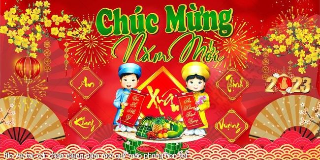 file vector cdr chao mung nam moi quy mao phong nen tet